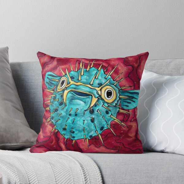 Item preview, Cartoon porcupinefish painting, colorful cute fugu fish designed and sold by NadiaChevrel.