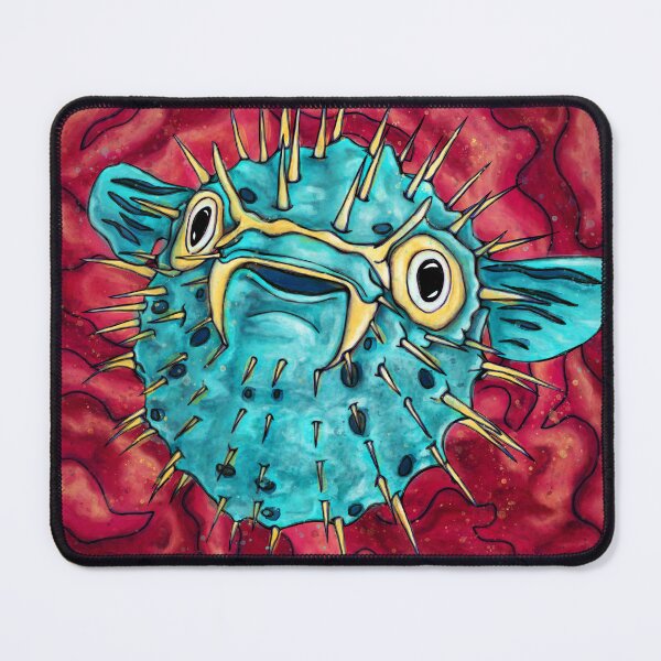 Item preview, Cartoon porcupinefish painting, colorful cute fugu fish designed and sold by NadiaChevrel.