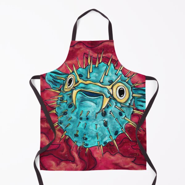 Item preview, Cartoon porcupinefish painting, colorful cute fugu fish designed and sold by NadiaChevrel.