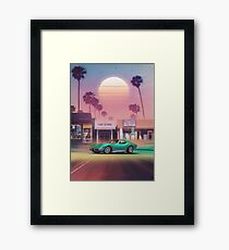 Synthwave Sunset Drive Framed Print