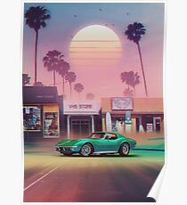 Synthwave-Sonnenuntergang-Antrieb Poster