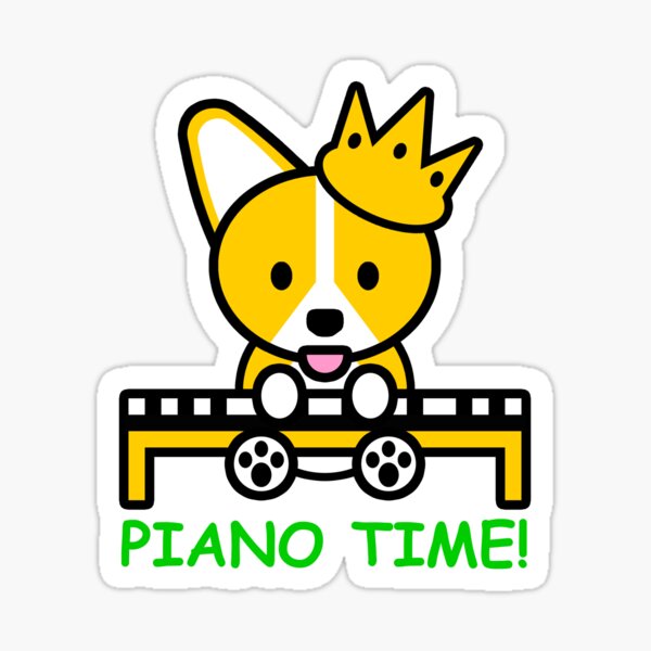 Ello Corgi | Piano Time Playing Keyboard Welsh Corgi Cute Puppy Dog | Jay Rauler Sticker