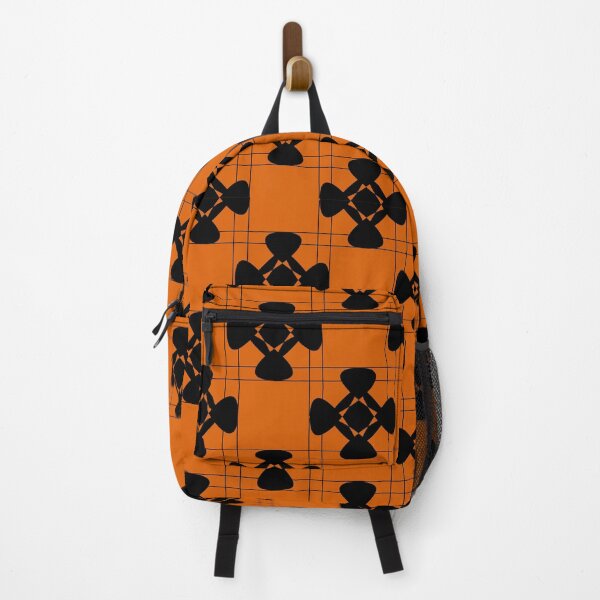 Item preview, A orange background with black lines and black abstract forms pattern designed and sold by detalheseartes.
