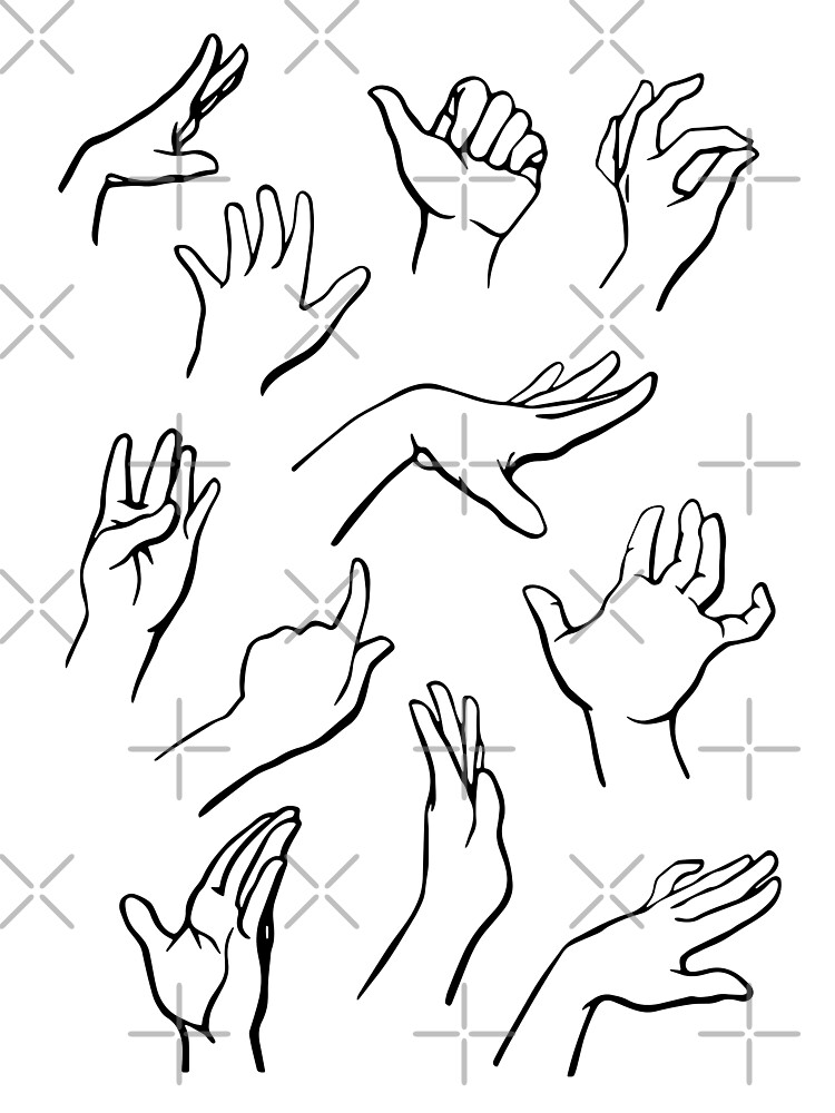 different hand gestures, how to draw anime girl, black and white