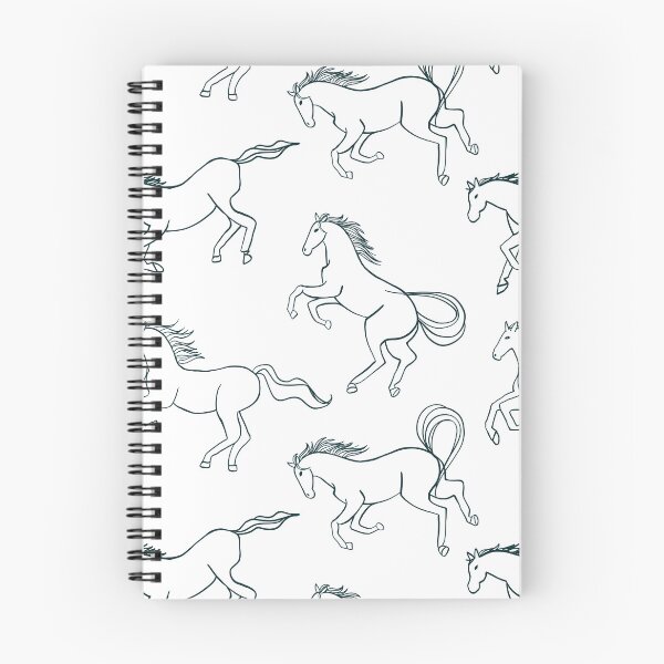 Aperçu de l'œuvre Un motif de bousculade de chevaux sauvages, noir sur blanc créée et vendue par pinkthesis.