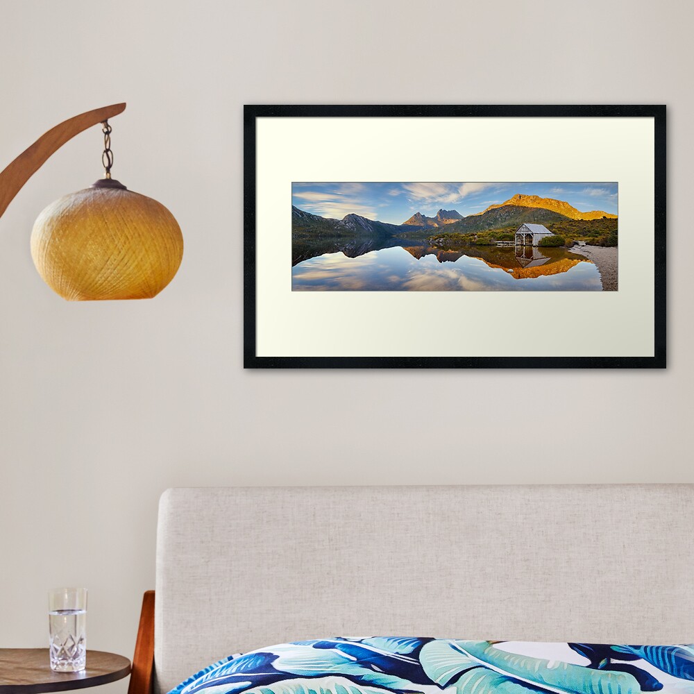 Dove Lake Boat Shed, Cradle Mountain, Australia Framed Art Print