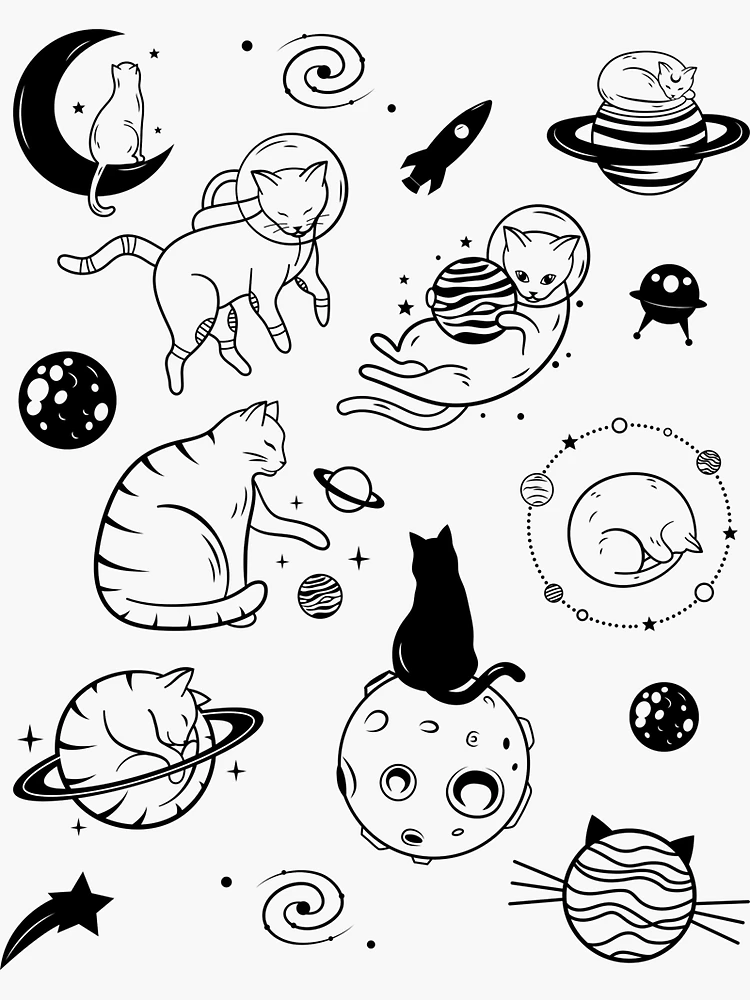 Copy of Pet’s and solar system lover, Galaxy Cat, cute kitten in space  design | Sticker