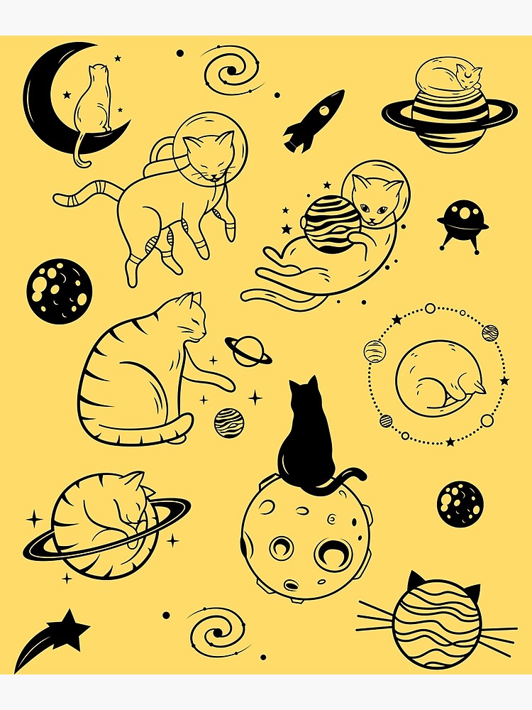 Pet’s and solar system lover, Galaxy Cat, cute Purple Cat in space design |  Art Board Print