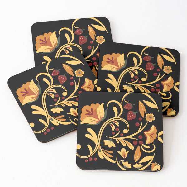 Item preview, Gold flowers with red berries designed and sold by FGCART.