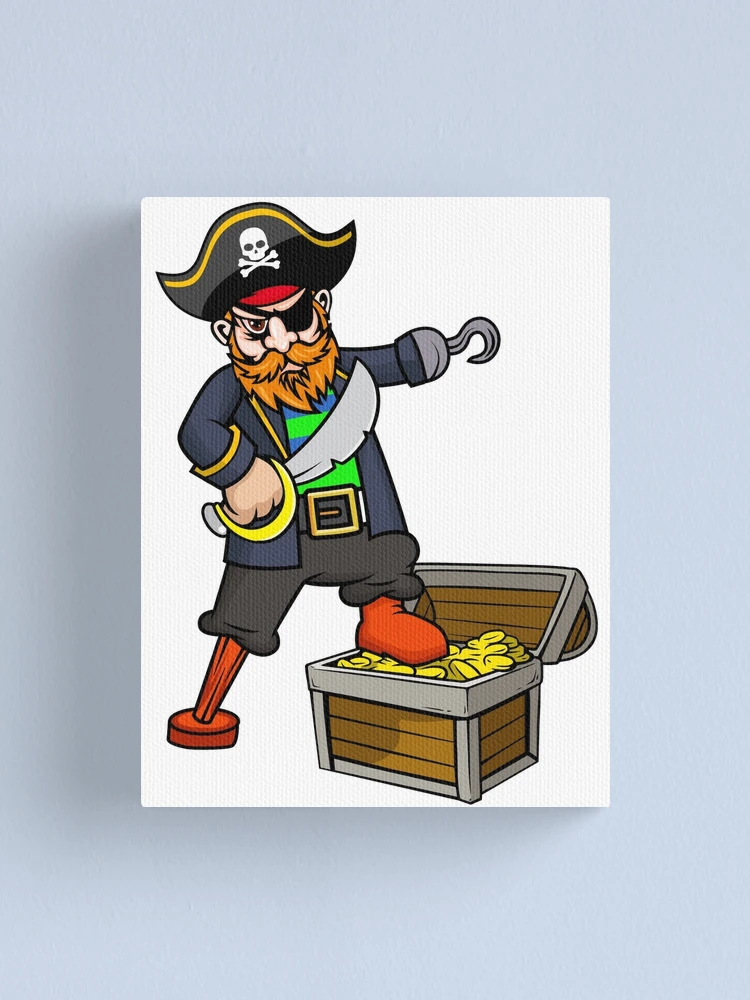 Pirate With Peg Leg, Hook, Eye Patch, Sword, & Treasure Chest  Essential T- Shirt for Sale by CreativeCranium