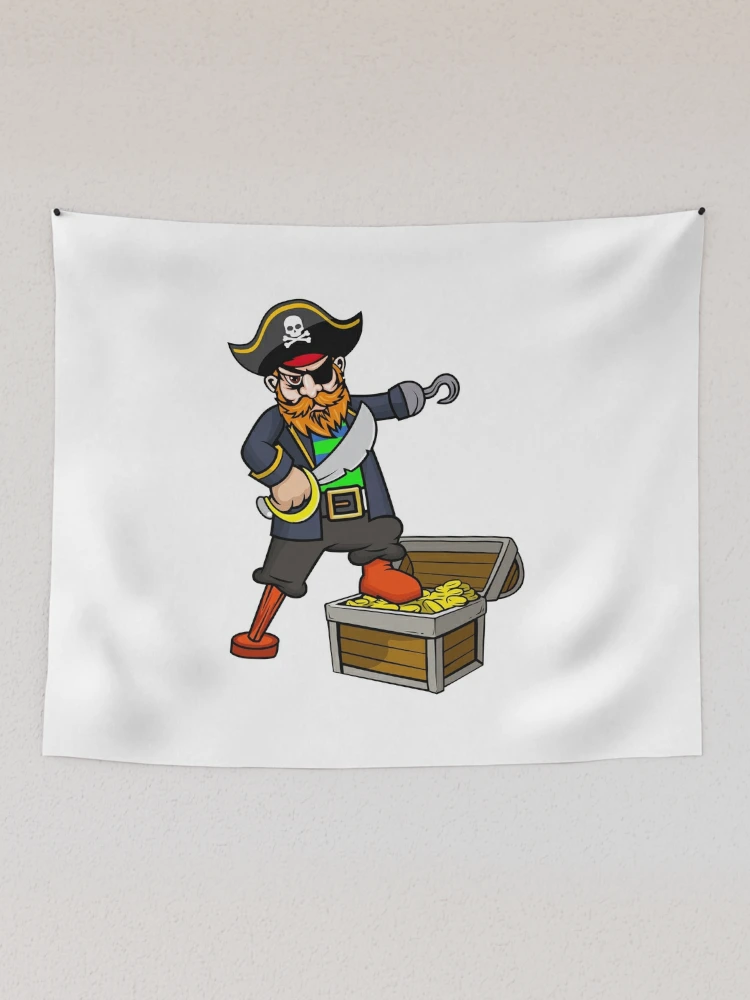 Pirate With Peg Leg, Hook, Eye Patch, Sword, & Treasure Chest