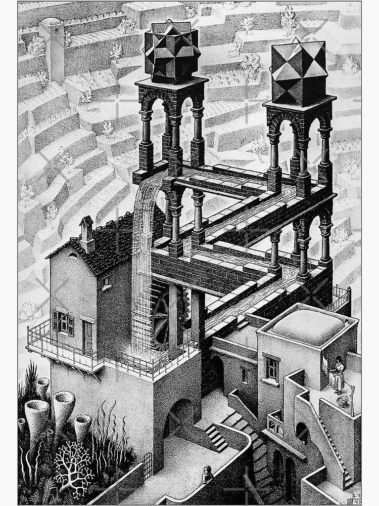 M.C. Escher - Waterfall, 1961 Premium Matte Vertical Poster Designed ...