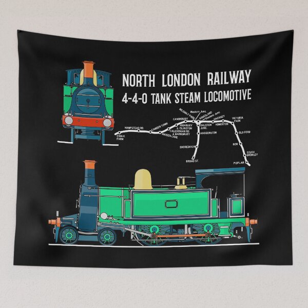 Item preview, North London Railway 4-4-0 Tank Victorian Steam Locomotive Train Map Gift designed and sold by Maljonic.