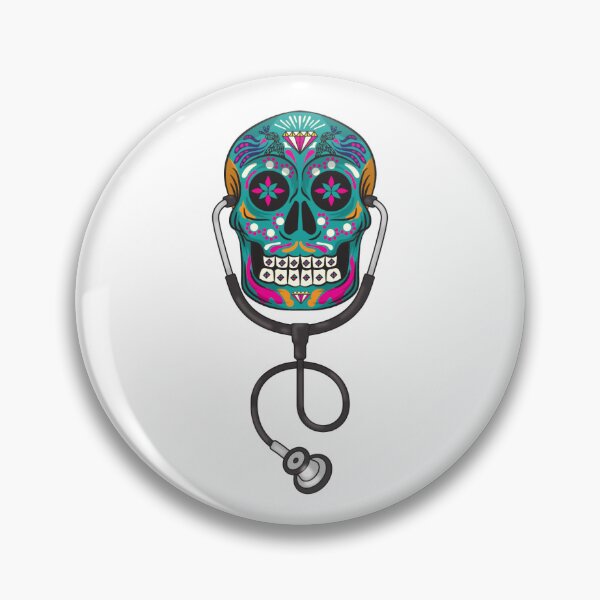 Item preview, Blue stethoscope sugar skull designed and sold by CleverMed.