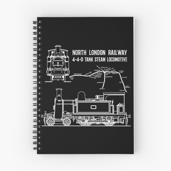 Item preview, North London Railway 4-4-0 Tank Victorian Steam Locomotive Train Map Blueprint Gift designed and sold by Maljonic.