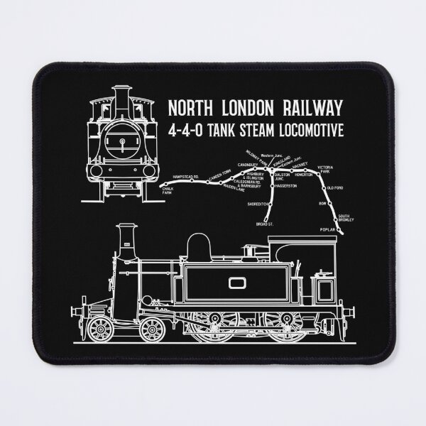 Item preview, North London Railway 4-4-0 Tank Victorian Steam Locomotive Train Map Blueprint Gift designed and sold by Maljonic.