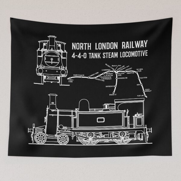 Item preview, North London Railway 4-4-0 Tank Victorian Steam Locomotive Train Map Blueprint Gift designed and sold by Maljonic.