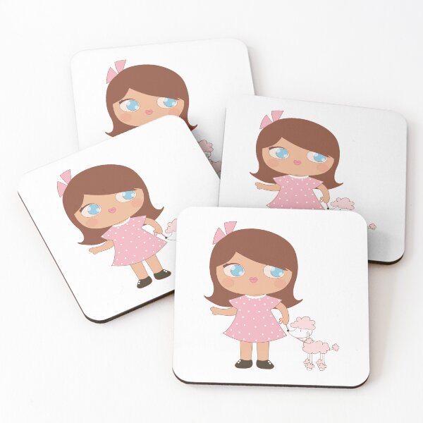Item preview, Cute Girl In Pink Walking A Poodle Dog designed and sold by CreativeCranium.
