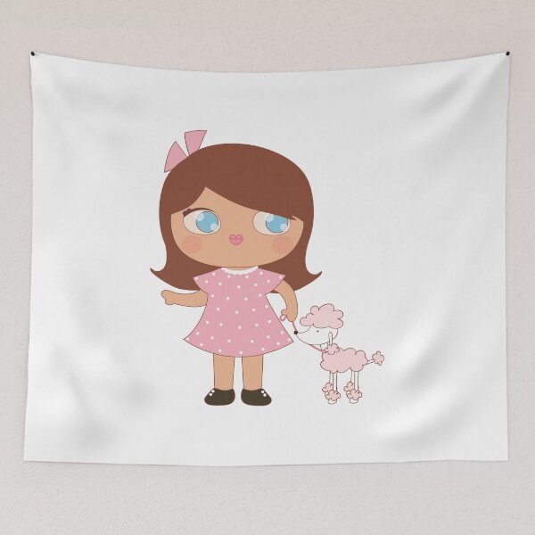 Item preview, Cute Girl In Pink Walking A Poodle Dog designed and sold by CreativeCranium.