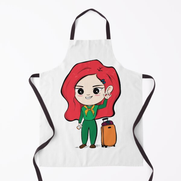 Aperçu de l'œuvre Fille aux cheveux roux vêtue de vert avec une valise en agitant créée et vendue par CreativeCranium.