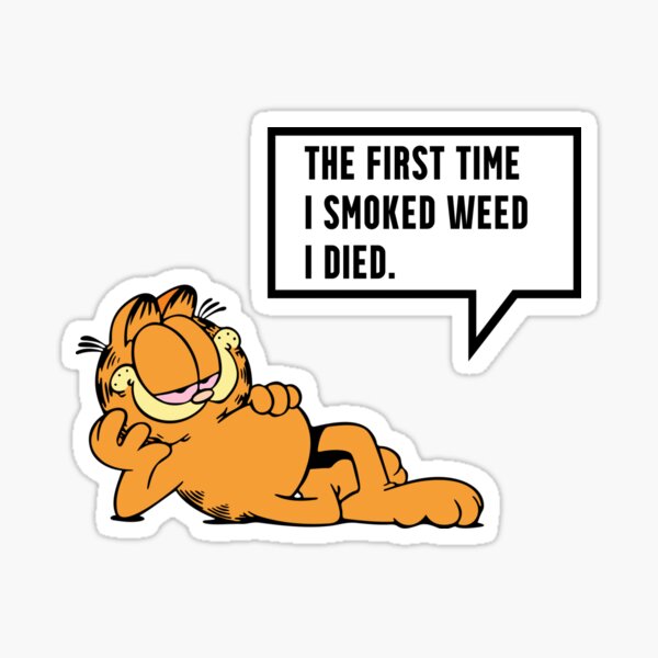 "Garfield died" Sticker for Sale by CandyAcid Redbubble