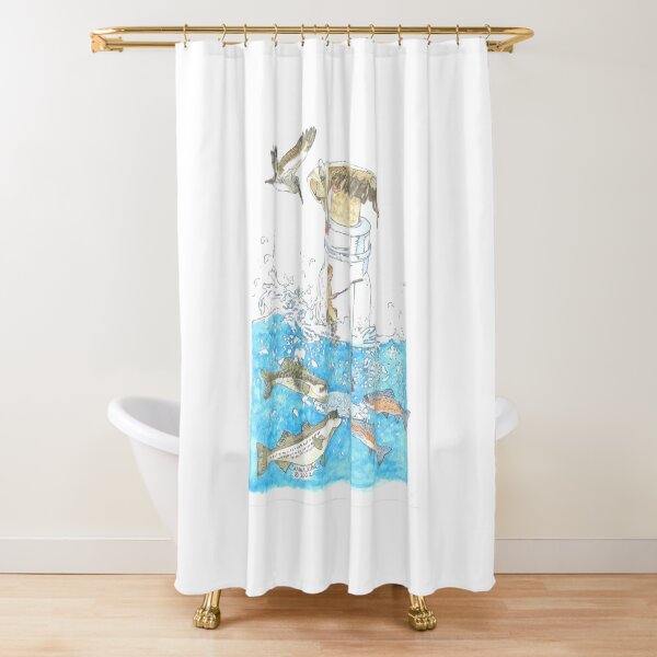 Boy Fishing in a Bottle Shower Curtain