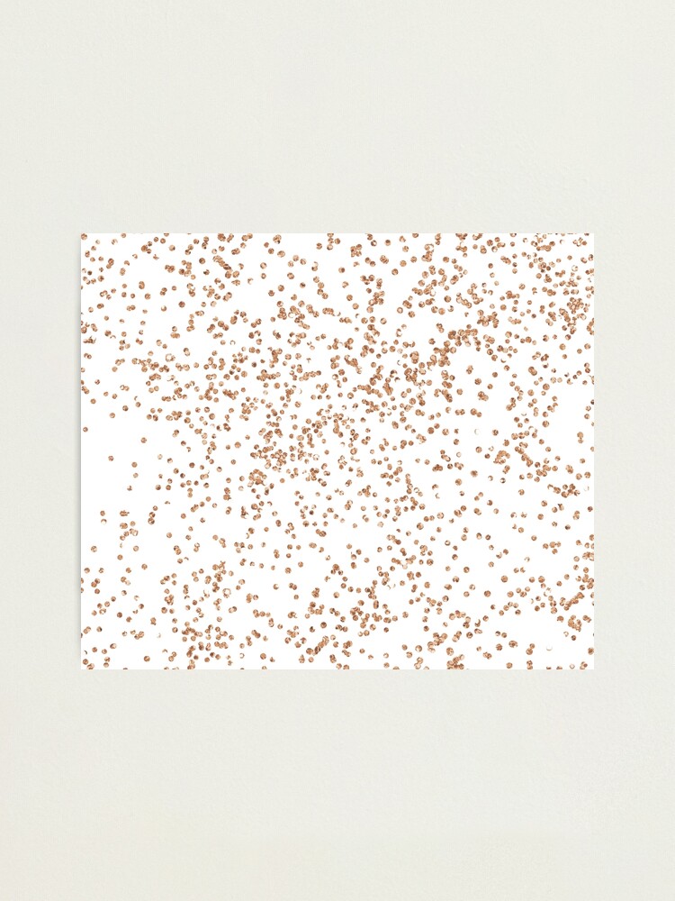 Sparkling gold glitter confetti on simple white background - Pattern Art  Print