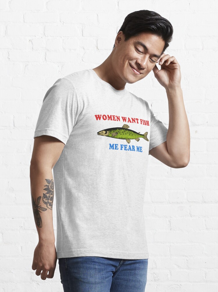Women Want Me Fish Fear Me Fishing Men's Graphic T-Shirt, Charcoal, Large