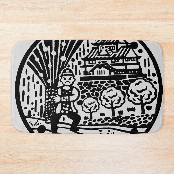 Item preview, Toyohashi gion matsuri fireworks festival depicted on manhole in Japan - Black designed and sold by mattraski.