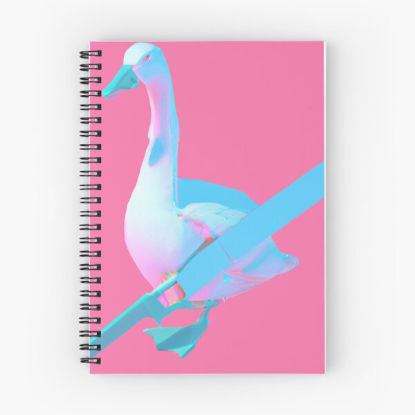 Item preview, a goose holding a knife, in the vaporwave style of the 90s, 3d rendered, pastel color palette designed and sold by wavelengthss.