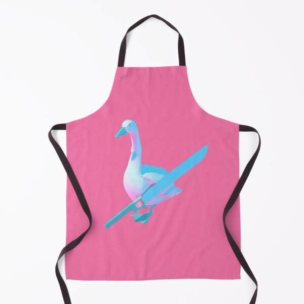 Item preview, a goose holding a knife, in the vaporwave style of the 90s, 3d rendered, pastel color palette designed and sold by wavelengthss.