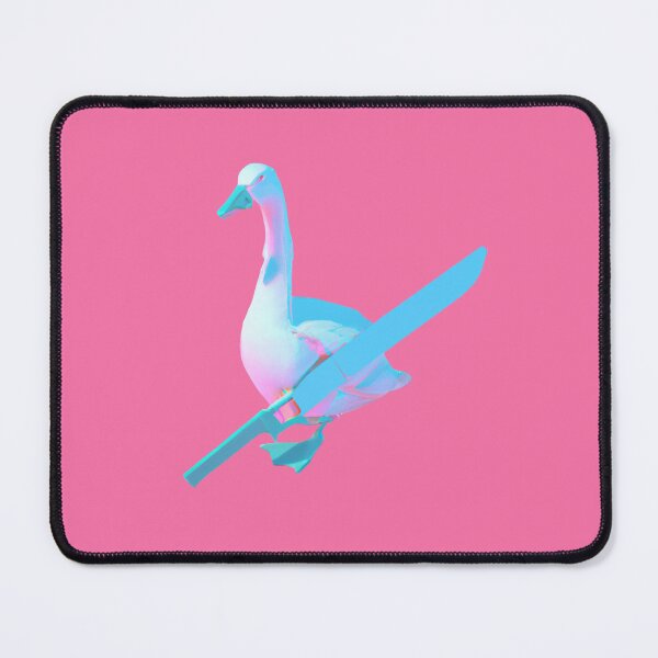 Item preview, a goose holding a knife, in the vaporwave style of the 90s, 3d rendered, pastel color palette designed and sold by wavelengthss.