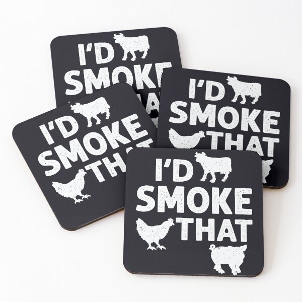 Item preview, I'd Smoke That Funny Animal BBQ Grill Chef Quote WHITE designed and sold by CRHPOD20.