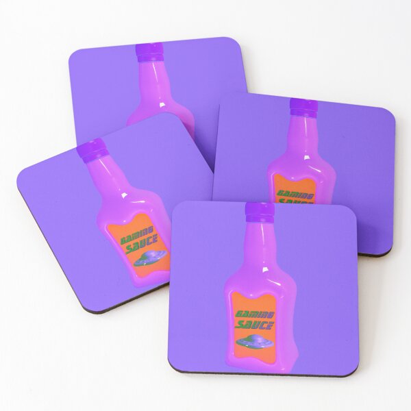 Item preview,  GAMING SAUCE | GREAT GIFT FOR GAMERS | a bottle of hot sauce that is purple in the vaporwave style of the 90s, 3d rendered, pastel color pallet designed and sold by wavelengthss.