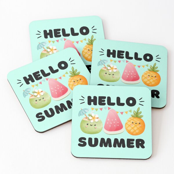 Item preview, Hello Summer | Cute Coconut, Watermelon & Pineapple for Summerlover designed and sold by AurayaStudio.