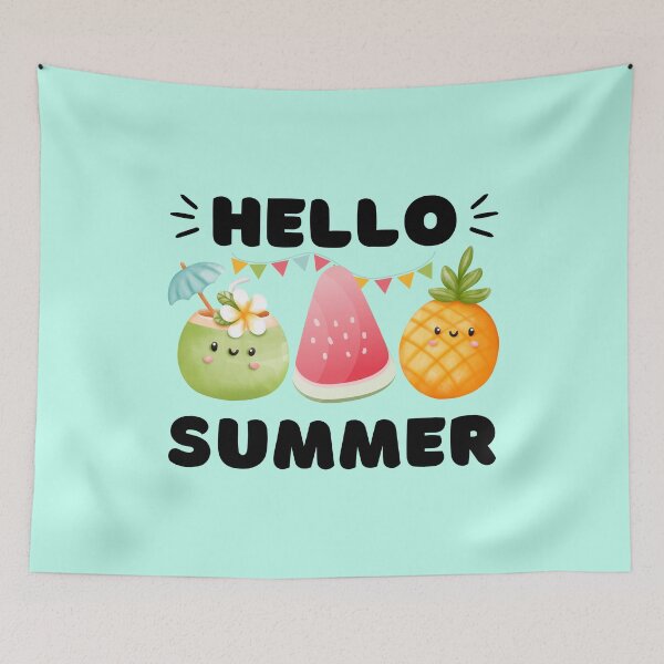 Item preview, Hello Summer | Cute Coconut, Watermelon & Pineapple for Summerlover designed and sold by AurayaStudio.