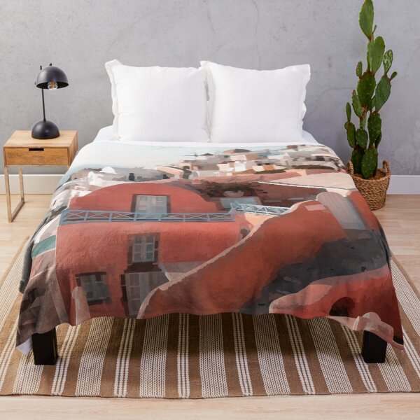 Item preview, Santorini Coastal Village - Watercolour Style designed and sold by WWWC2288.