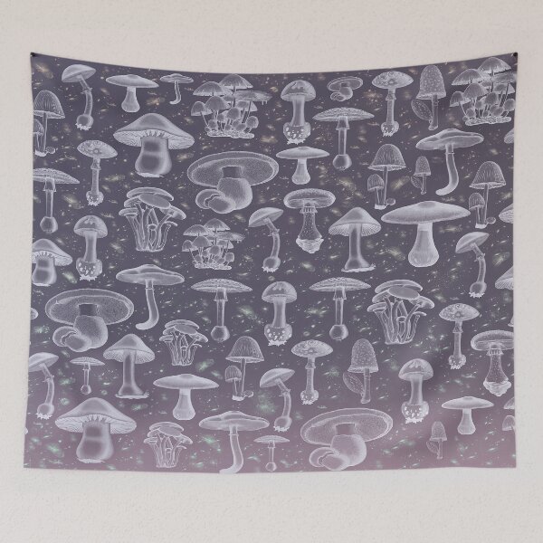 Item preview, Galaxy mushroom pattern designed and sold by BlkBearyDesigns.