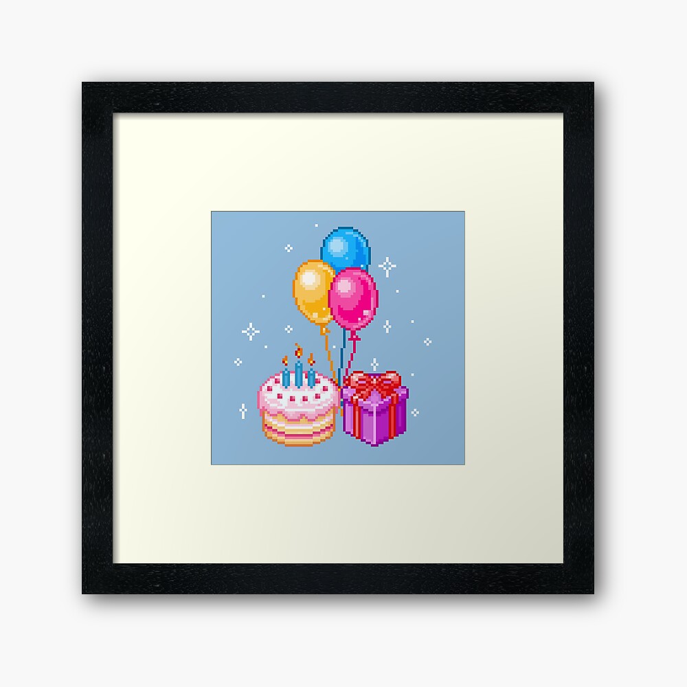 Impression Photo Pixel Art Joyeux Anniversaire Par Maicakes Redbubble