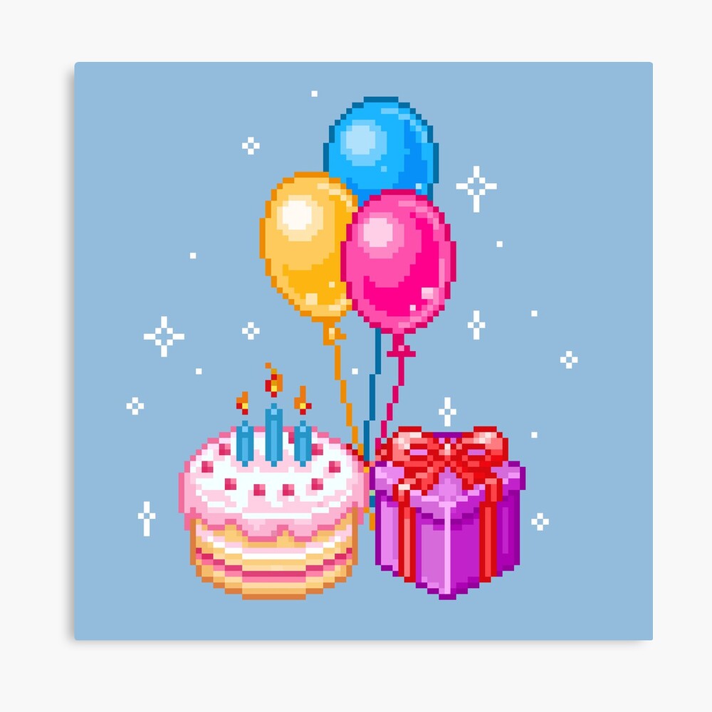 Pixel Art Happy Birthday Metal Print By Maicakes Redbubble