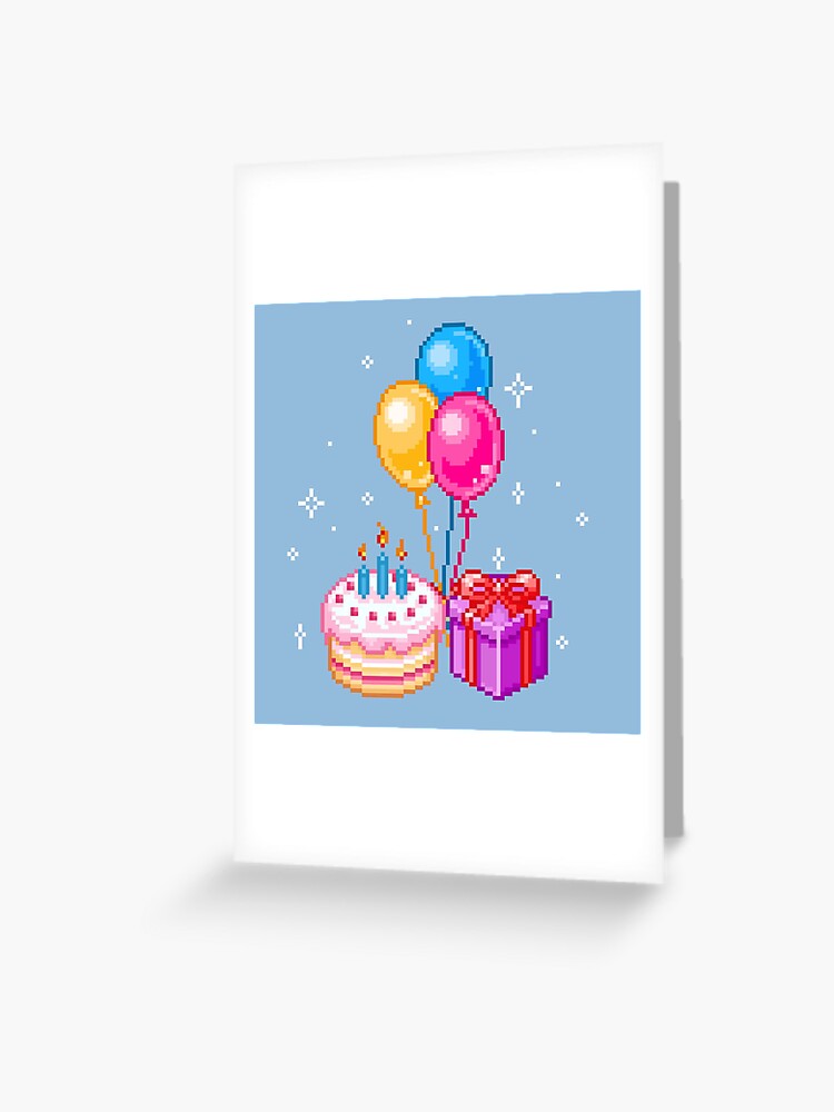 Carte De Vœux Pixel Art Joyeux Anniversaire Par Maicakes Redbubble