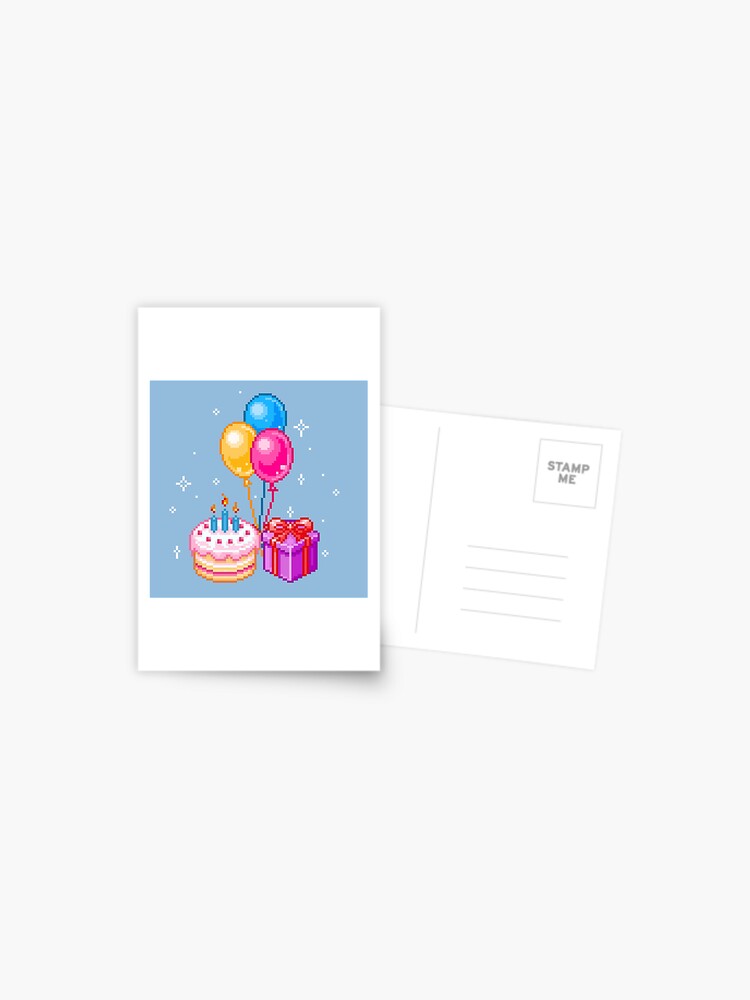 Carte Postale Pixel Art Joyeux Anniversaire Par Maicakes Redbubble