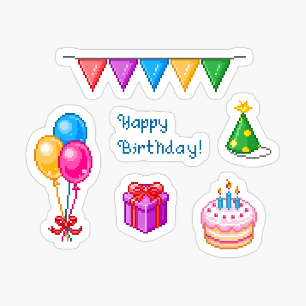 Carte De Vœux Pixel Art Joyeux Anniversaire Par Maicakes Redbubble