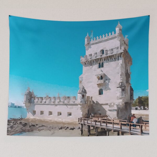 Item preview, Belem Tower in Lisbon Against a Bright Blue Sky - Watercolour Style designed and sold by WWWC2288.