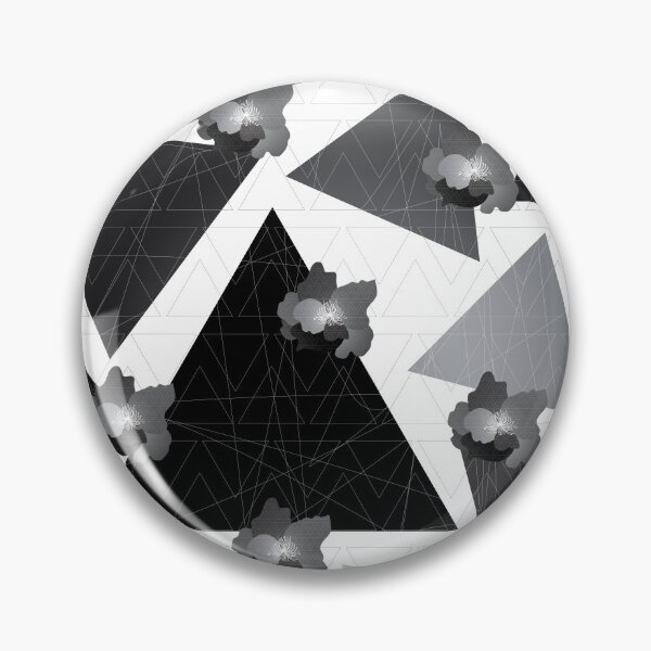 Item preview, geometric flowers - black peonies - triangles designed and sold by tangerinedusk.