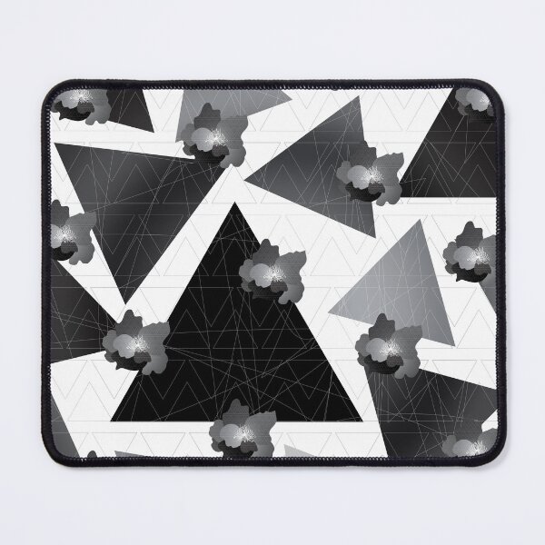 Item preview, geometric flowers - black peonies - triangles designed and sold by tangerinedusk.