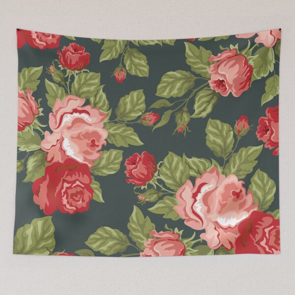 Item preview, Vintage Rose Flower And Leaves Pattern On Green designed and sold by GraphicsClub.