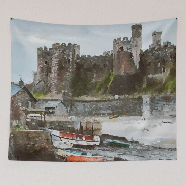 Item preview, Low Tide at Conwy Castle in Wales - Watercolour Style designed and sold by WWWC2288.