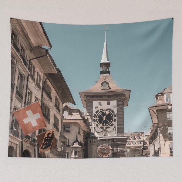 Item preview, Swiss Clocktower in Bern - Watercolour Style designed and sold by WWWC2288.