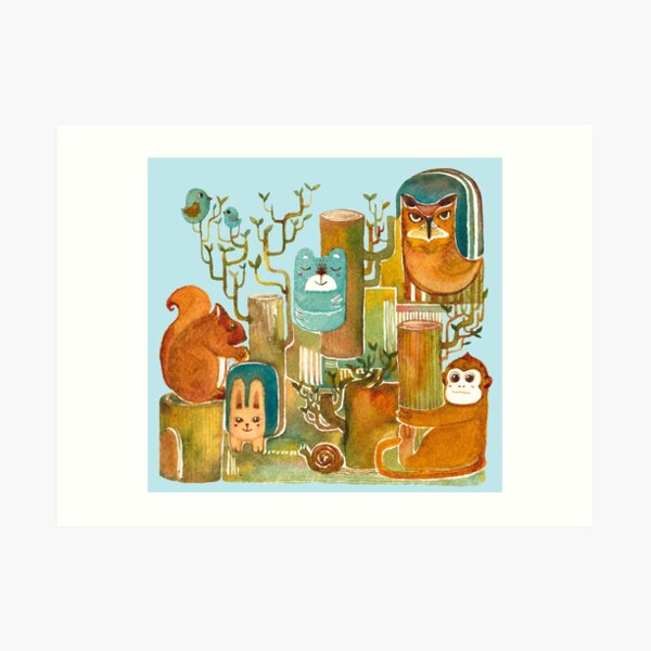 Animals in the Wood Art Print